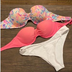 TWO VS bathing suit bandeau tops & white bottom